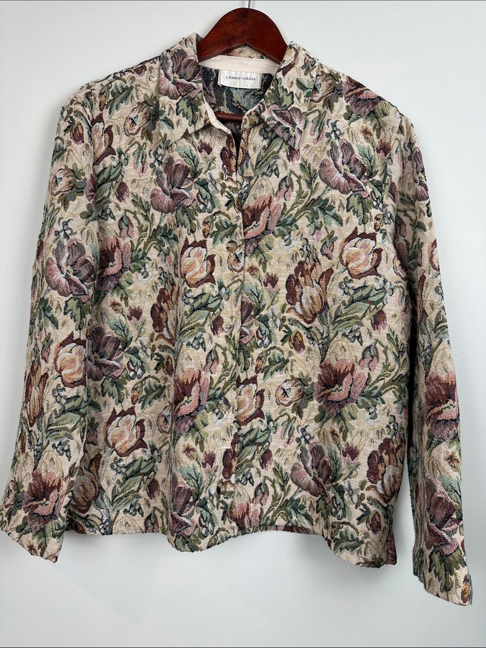 187. LEMON GRASS floral tapestry jacket.